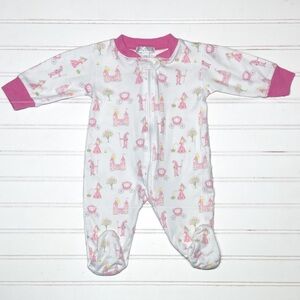 KISSY KISSY VGUC 100% Pima Cotton Girls Princess Castle Fairytale Footie Pajamas